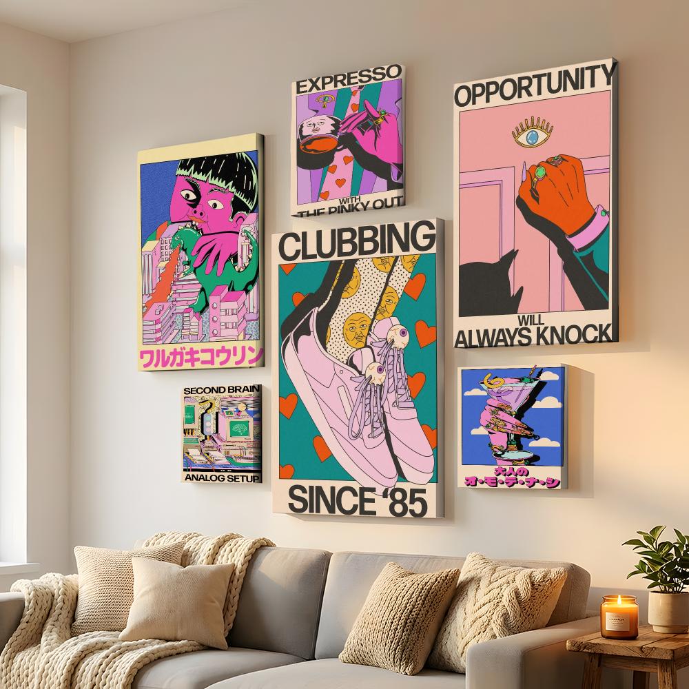 Home Decor Y2K - Lukisan Dinding Berbingkai Gaya Japandi Azaazelus