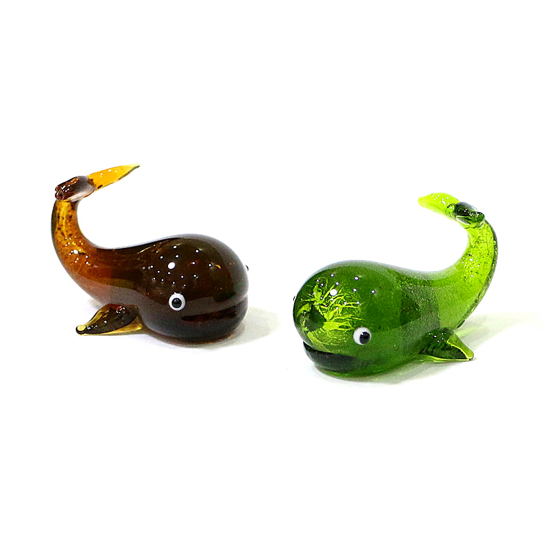 Home Decor Y2K - Murano kaca paus miniatur patung perak