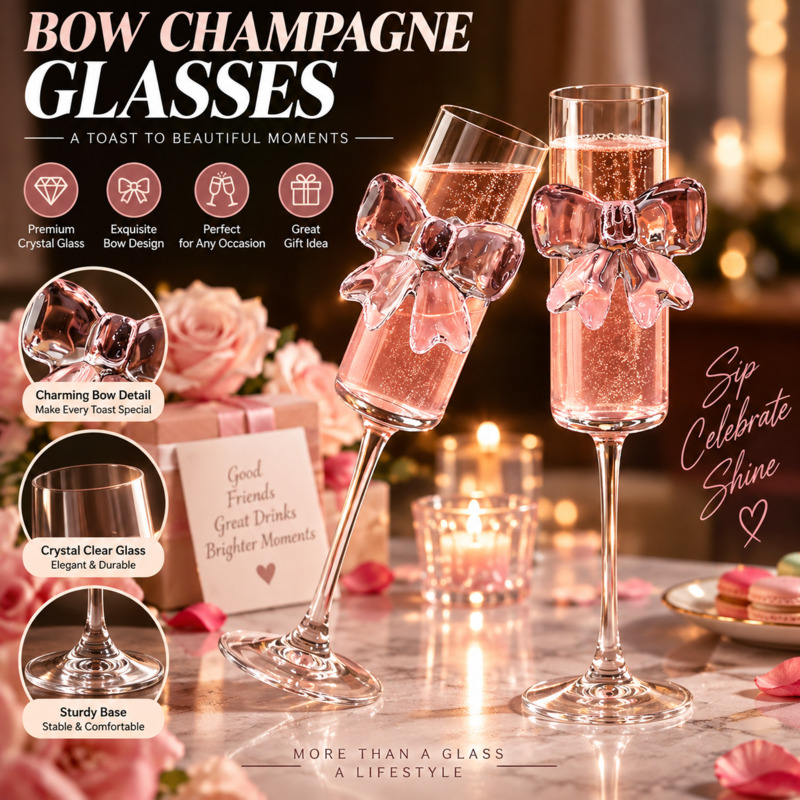 Home Decor Y2K - Gelas Champagne Berbentuk Pita, Gelas Anggur