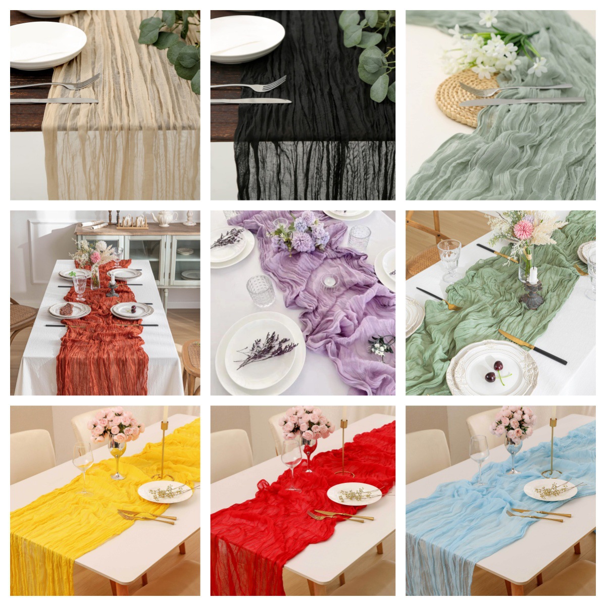 Linen Table Runner - Taplak Meja Kain Kasa Boho, Taplak