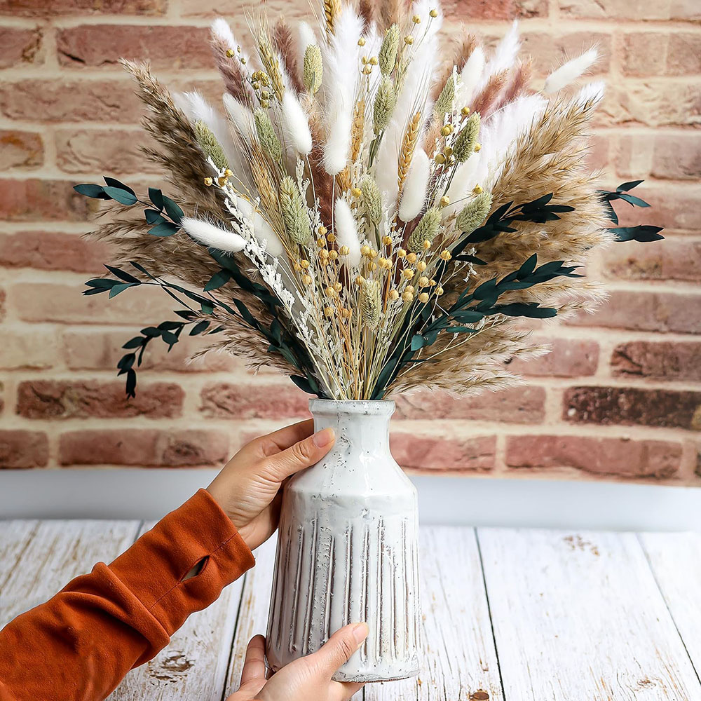 Pampas Grass Decor - 100 pcs Buket Rumput Pampas Kering,