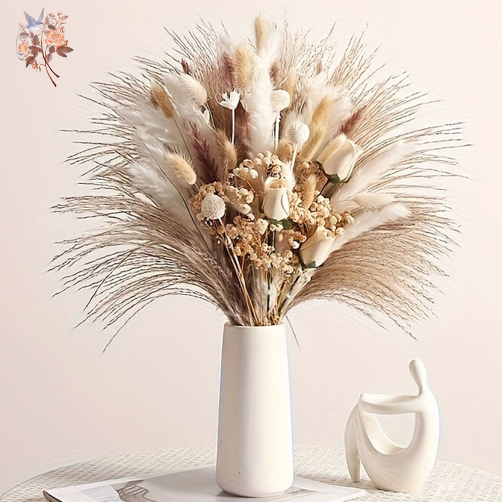 80Pcs Buket Bunga Kering Artif - Pampas Grass Decor ulasan dan harga