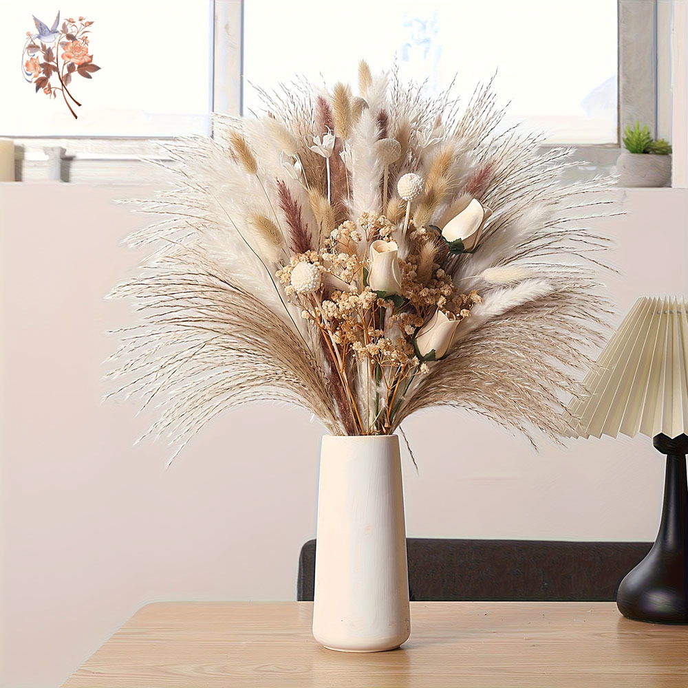 80Pcs Buket Bunga Kering Artif - Pampas Grass Decor ulasan dan harga