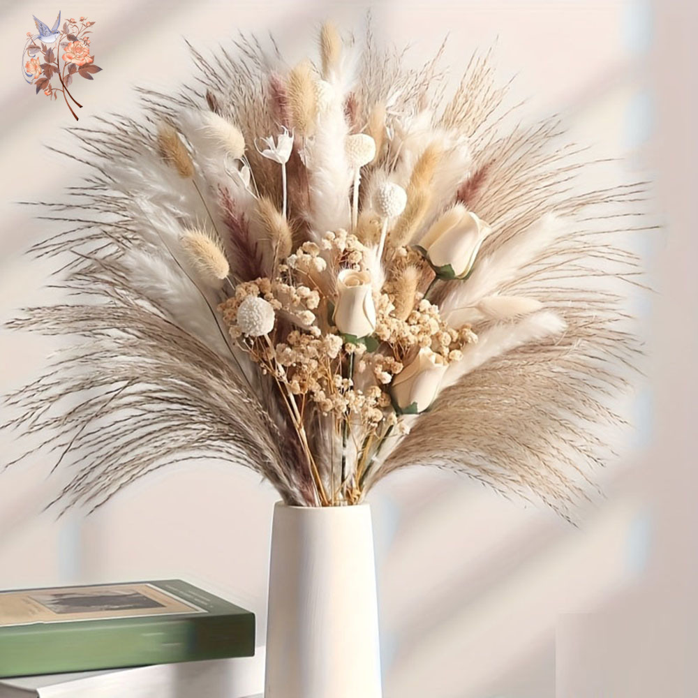 80Pcs Buket Bunga Kering Artif - Pampas Grass Decor ulasan dan harga