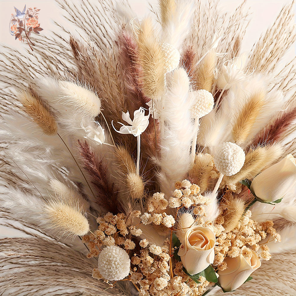 80Pcs Buket Bunga Kering Artif - Pampas Grass Decor ulasan dan harga