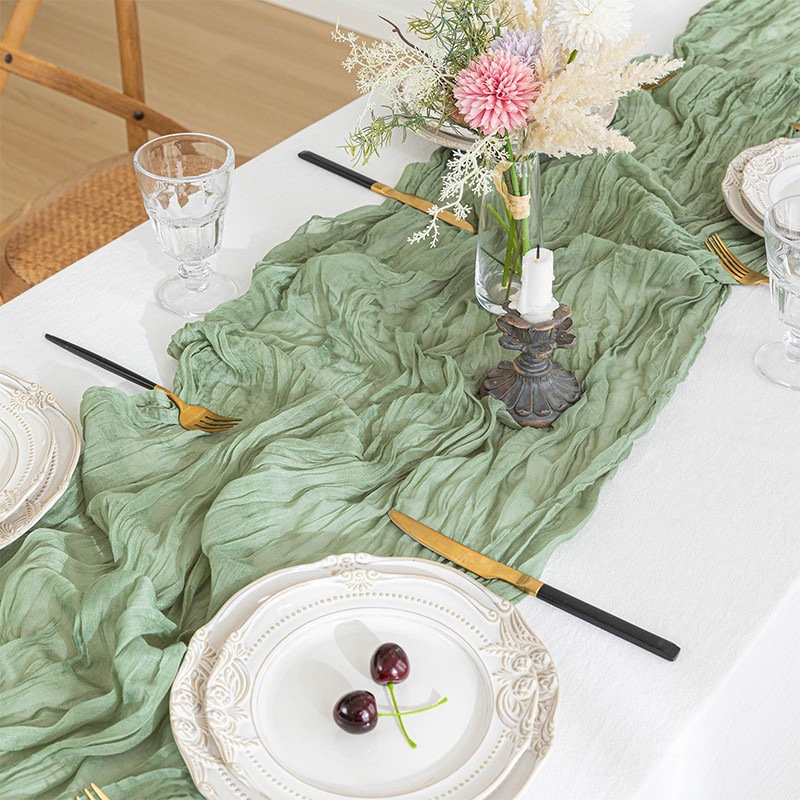 Taplak Meja Kain Kasa Boho, Ta - Linen Table Runner ulasan dan harga