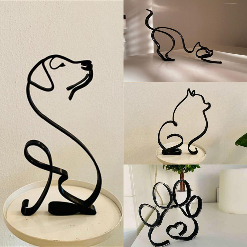 Patung seni anjing Logam abstr - Home Decor Y2K ulasan dan harga