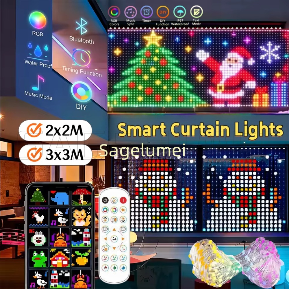 Lampu Tirai LED Cerdas 1,6M-3M - Home Decor Free App ulasan dan harga