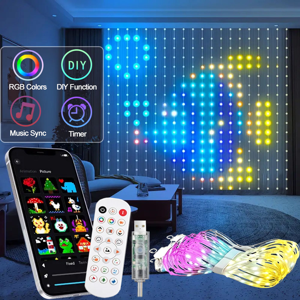 Lampu Tirai LED Pintar dengan  - Home Decor Free App ulasan dan harga